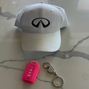 Infiniti car brand pink key fob cover with keychain